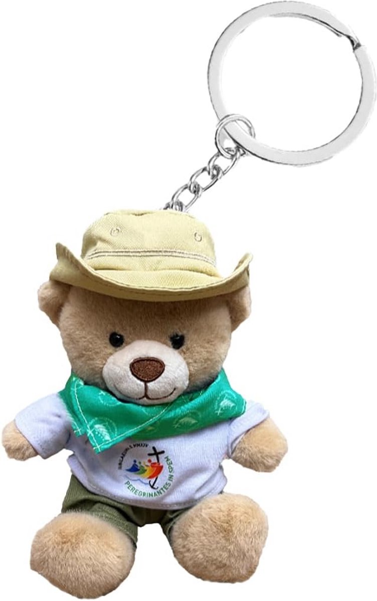 Teddybeer Sleutelhanger met Rugzak en Hoed - Officiële Jubileum 2025 Cadeau