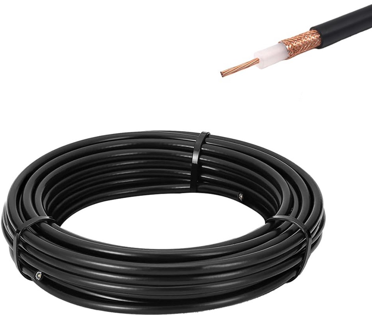 RG58 RF Coaxiale Antennekabel 10 Meter Zwart - 50 Ohm Low Loss voor Radio en Communicatie