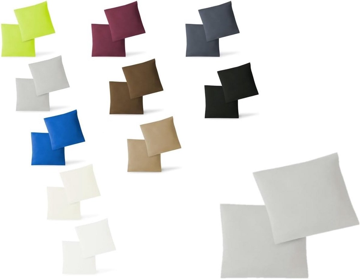 Set van 2 Jersey Kussenslopen 40x40 cm met Ritssluiting 100% Katoen