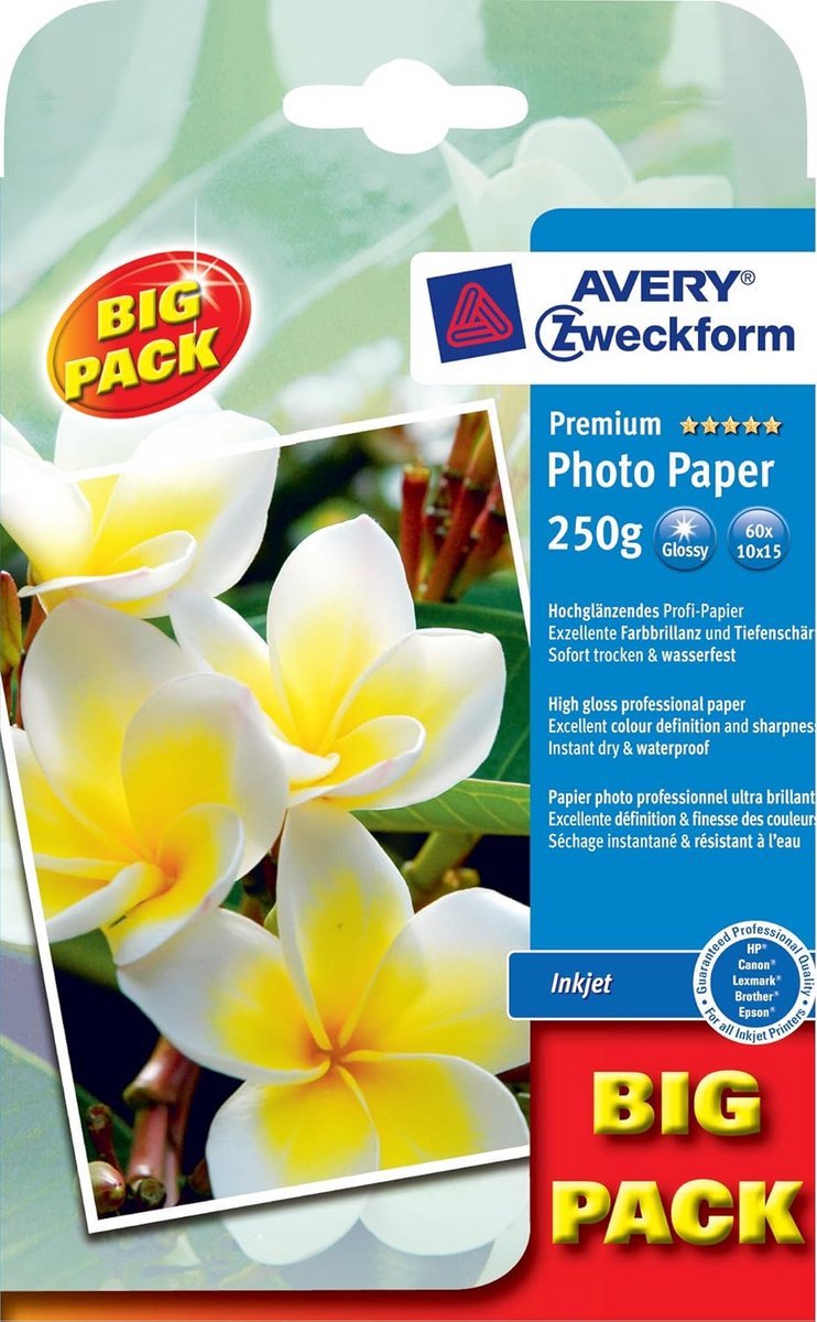 Fotopapier Glanzend 10x15cm voor Hogekwaliteit Print, 250g, 60 Vel