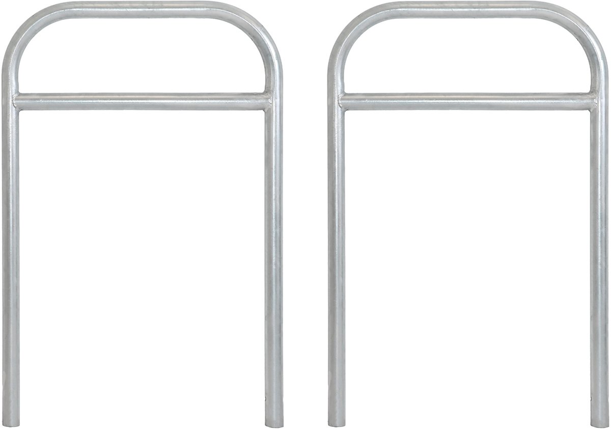 2x Fietsenrek 115 x 78 cm thermisch verzinkt staal Ø 49 mm voor plaatsing in beton Fietsstandaard type H