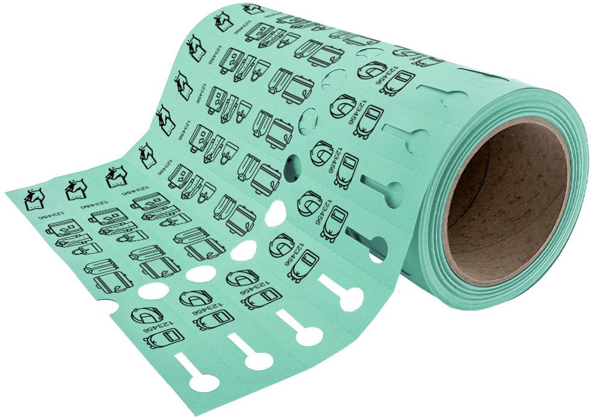 CombiCraft kunststof bagagelabels 250x25mm op rol mint groen - per 500 labels