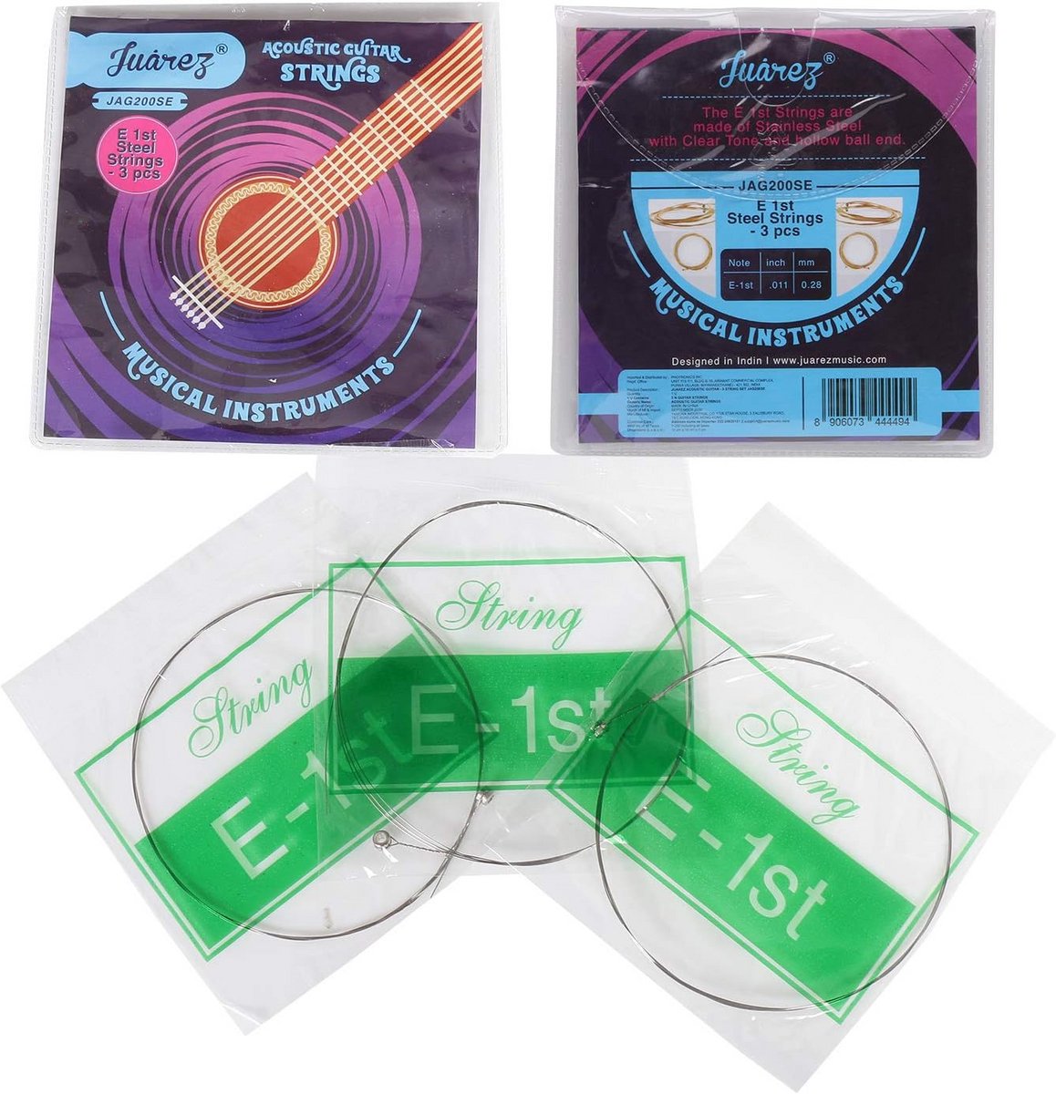 Akoestische Gitaar Snaren Set 3 Stuks Roestvrij Staal Clear Tone Bal End
