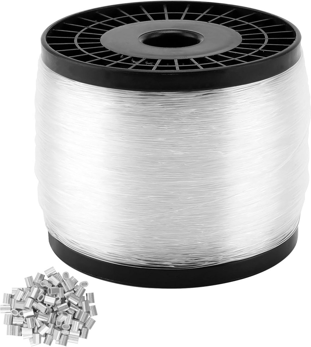 Sterke Nylon Visdraad 500m 0.8mm Helder met Aluminium Krimpkousjes