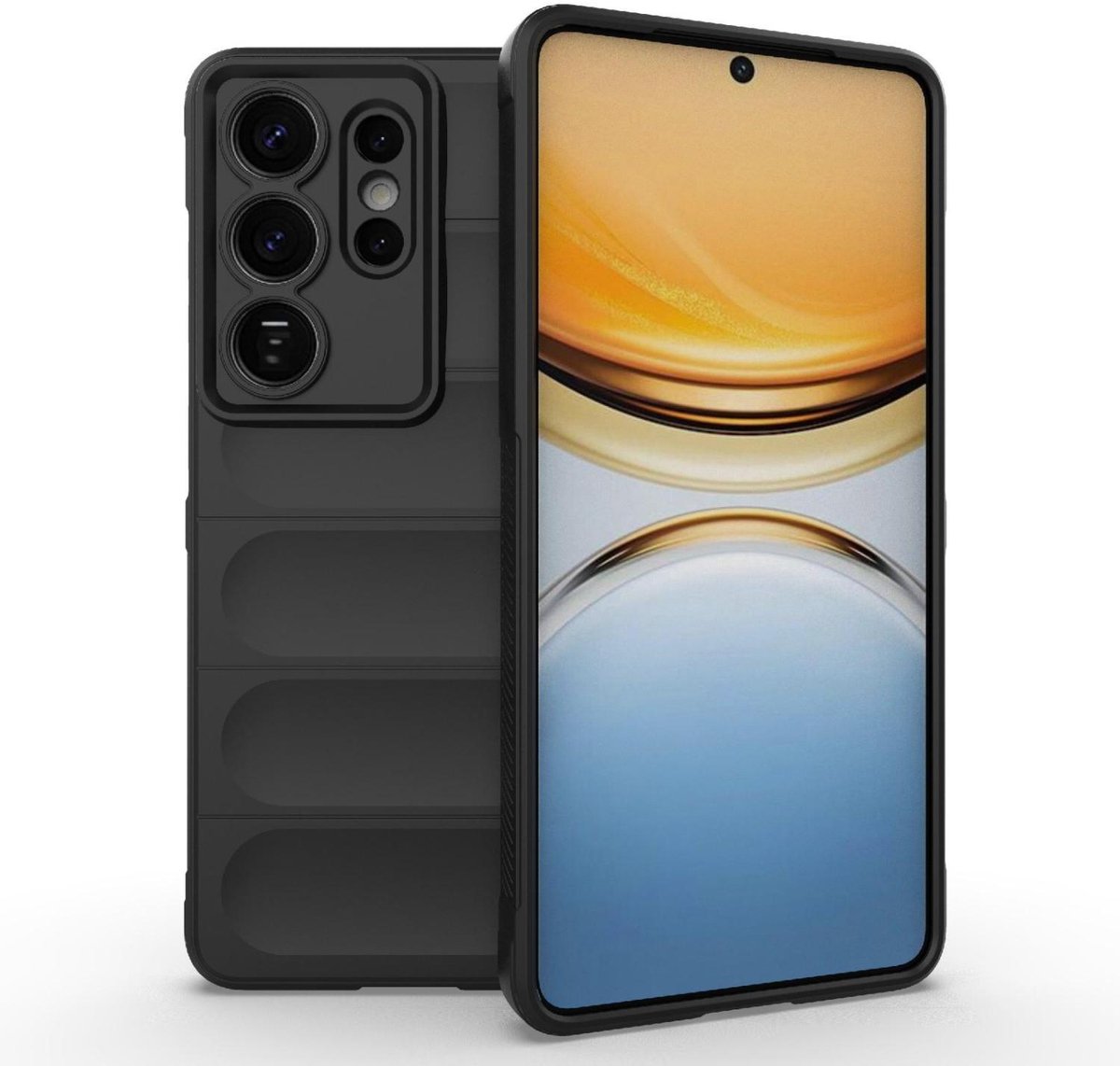 Mobigear Hoesje geschikt voor Samsung Galaxy S26 Ultra Telefoonhoesje Flexibel TPU | Mobigear Bumpy Backcover | Galaxy S26 Ultra Case | Back Cover - Zwart