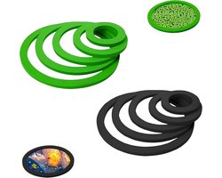 10 Stuks Drijvende Voederringen voor Aquarium - Plantaanleg & Visvoeding - Waterdicht EVA, Zwart & Groen