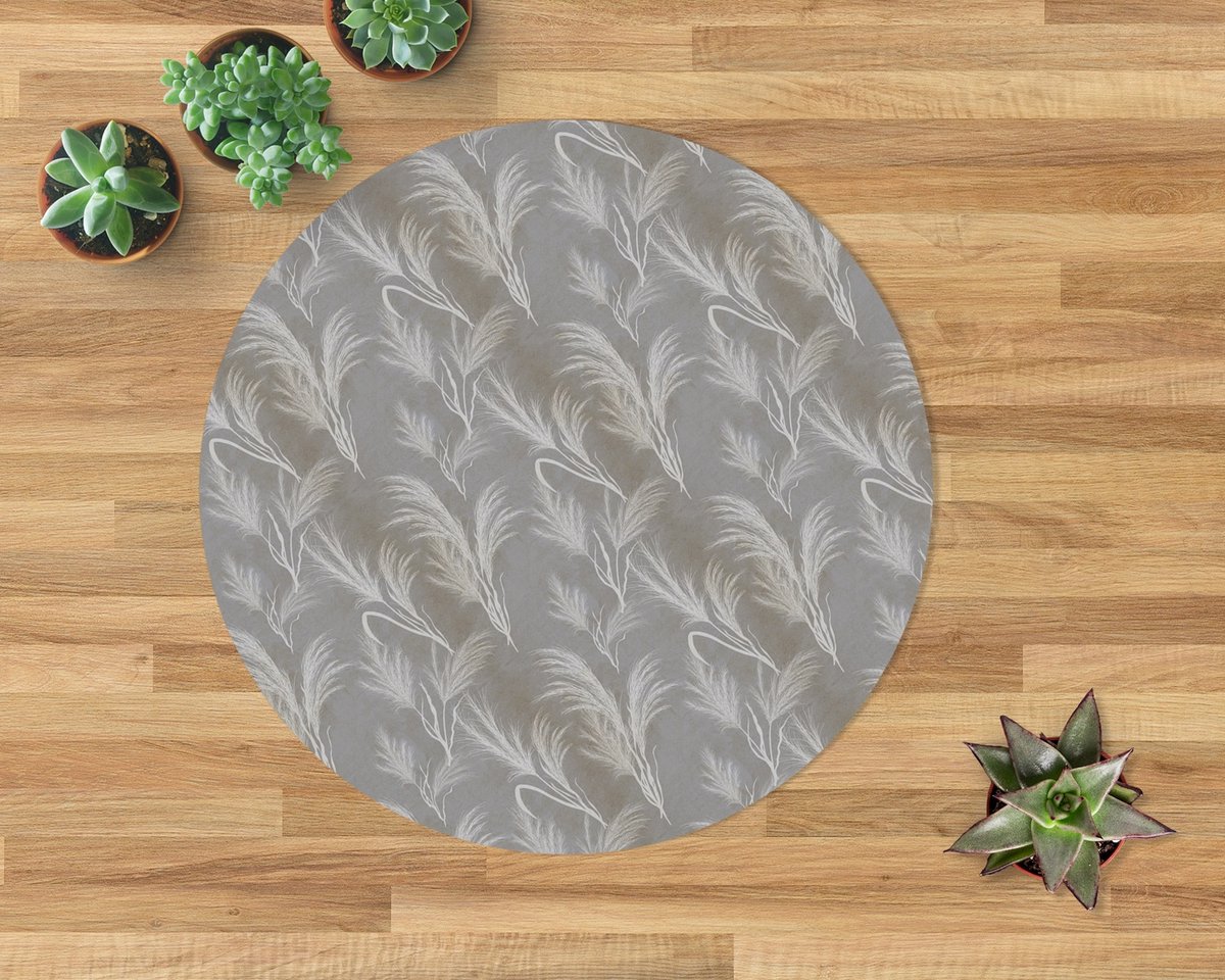 Coloray Vloerbeschermer - Grijs gras Stoel Mat - 100x100 cm - Grijs Computer Stoel Mat - Vloerbeschermer Bureaustoelmat - PVC Vloerbeschermer - Ronde Mat - Natuur Thema Grijs - Grijs gras