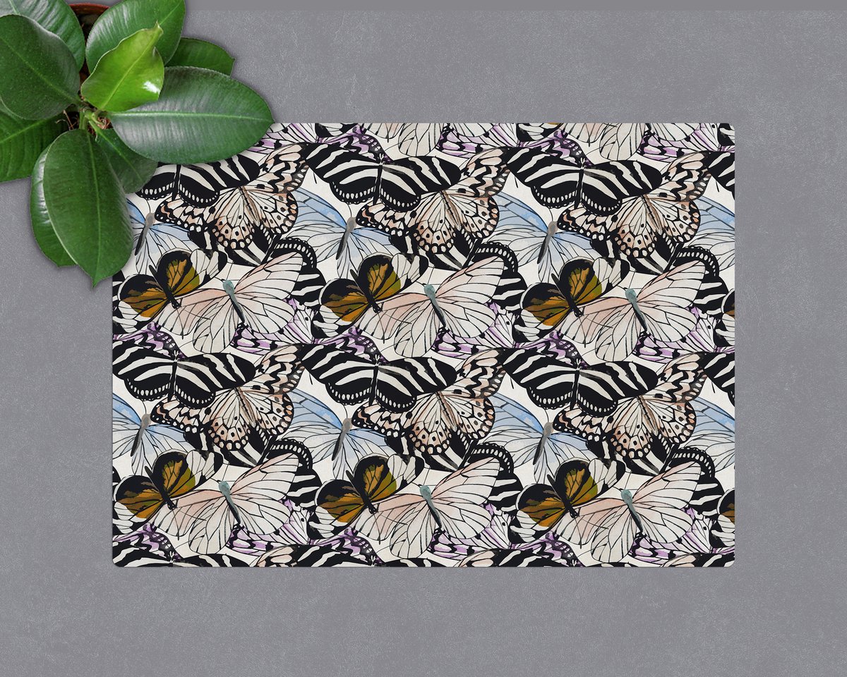 Coloray Vloerbeschermer - Vlinders in aquarel Vloerbeschermer Bureaustoel - 100x70 cm - Veelkleurig Vloerbeschermer Harde Vloer - Motif Vloerbeschermer - PVC Vloerbeschermer - Rechthoekige Mat - Dieren Thema