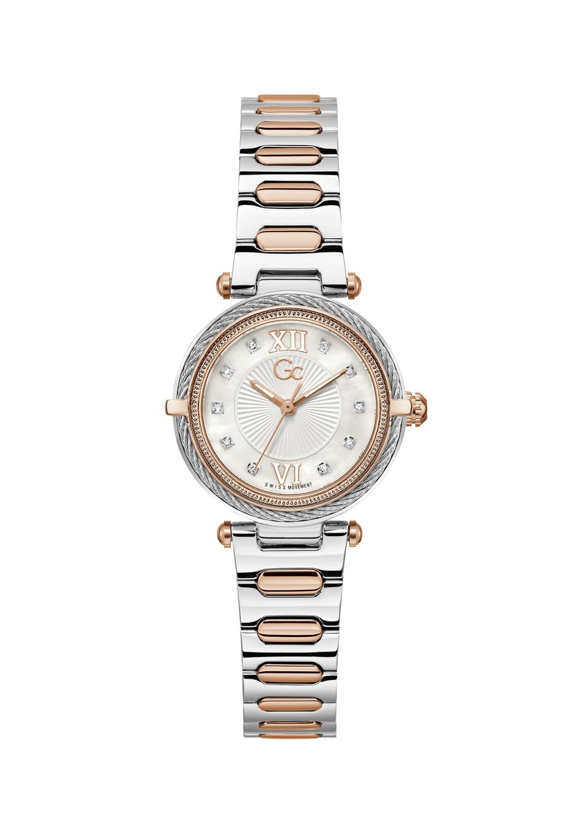 Gc Gc Vogue Cable Mini Quartz Analoog Horloge Roségoud En Zilver Case: 100% Stainless Steel | Armband: 100% Stainless Steel 30 mm Z57001L1, Z57002L1