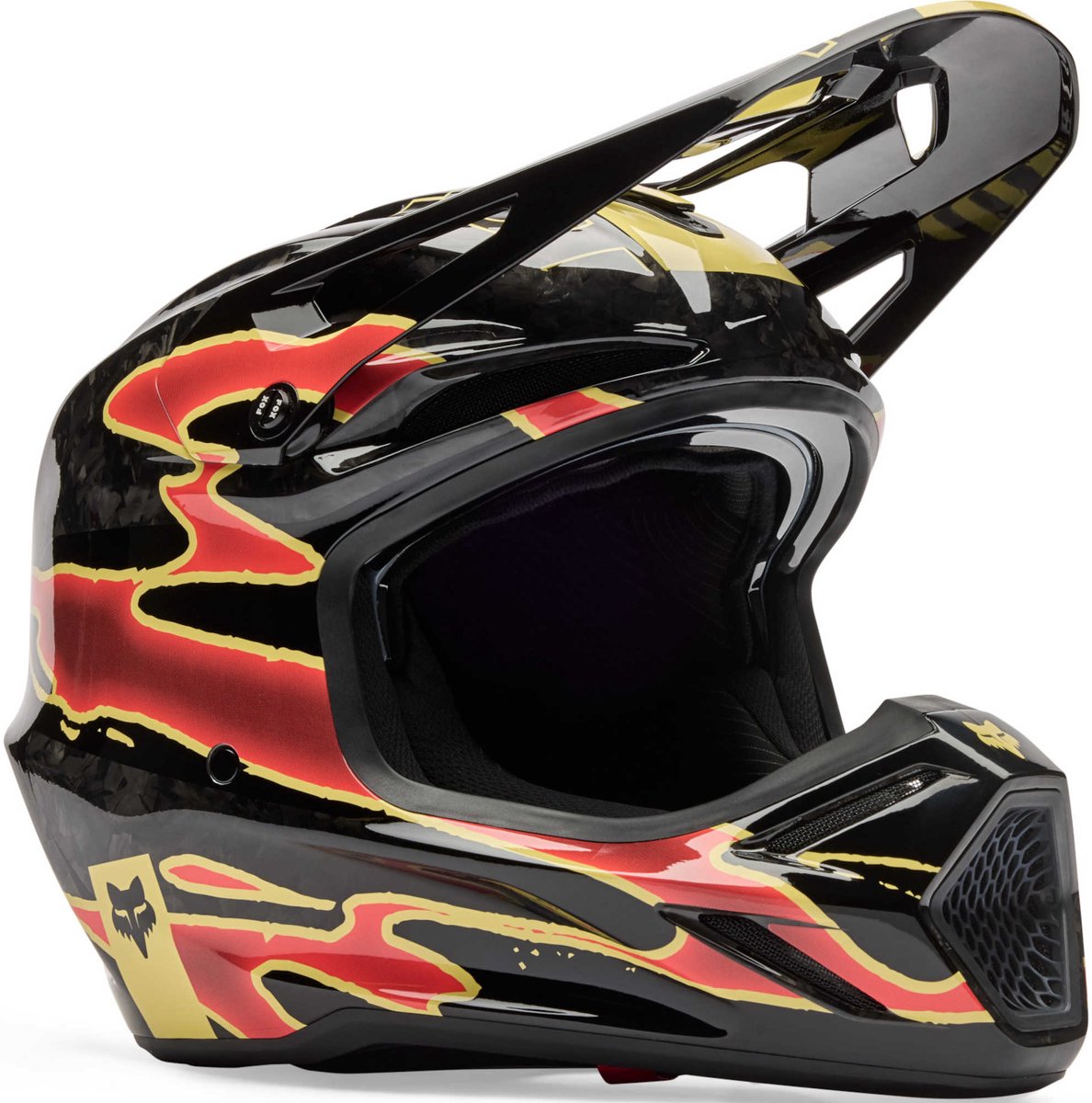 FOX V3 RS Inning Zwart Rood Goud Crosshelm - Helm
