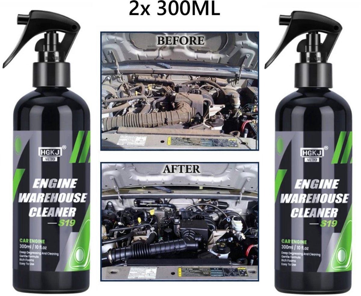 TLVX 2 stuks Krachtige Auto Motorruimte Reiniger Spray 300ML / Snel en effectief verwijderen Vet / Vuil / Vlekken / Motor Ontvetten / Schoonmaken onder de Motorkap / Langdurige Bescherming Auto / Engine Cleaner Protector / Kunststof Glans / Plastic