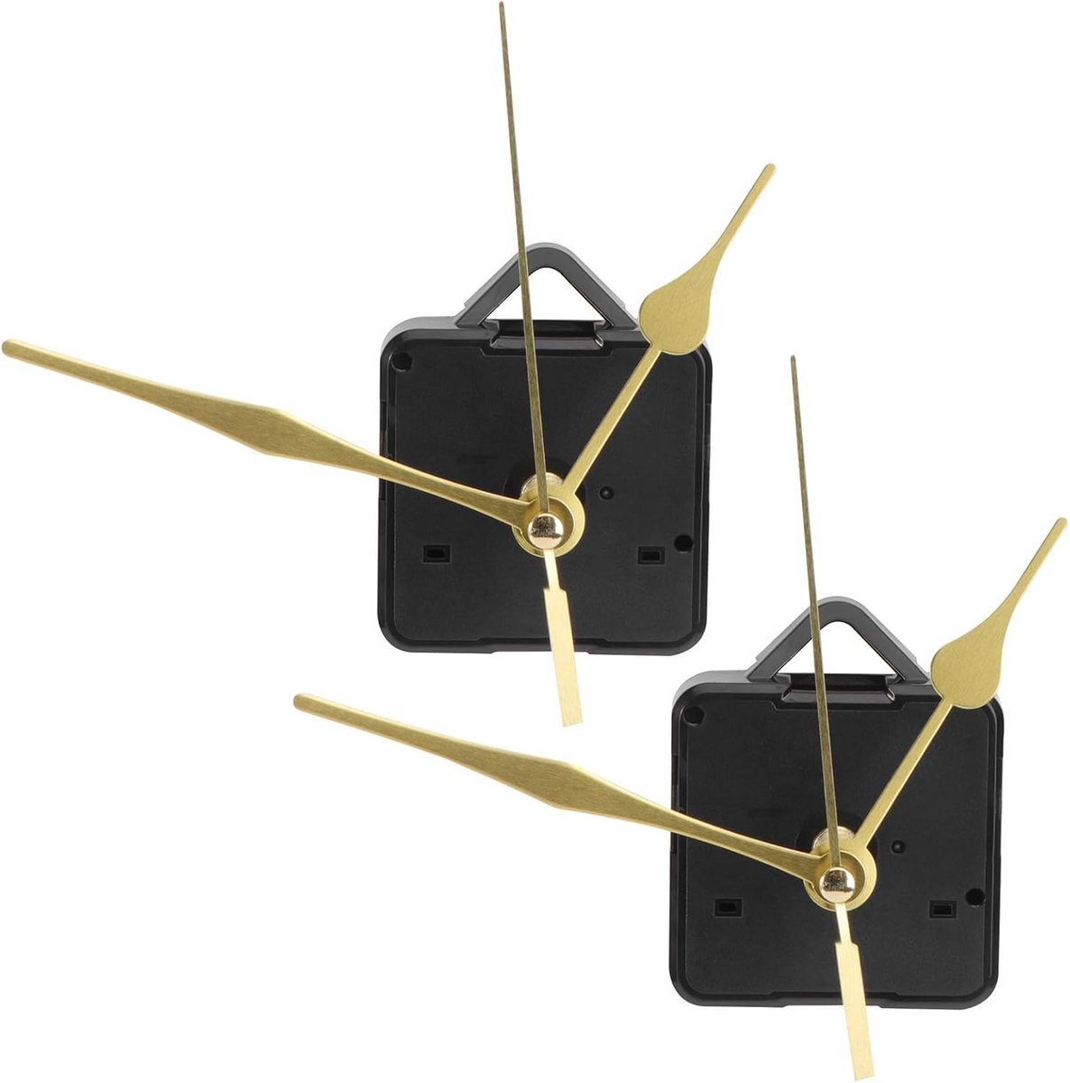 2 Stuks Quartz Uurwerk met Lange Schacht en 3 Wijzers voor Klok Reparatie (Goud)