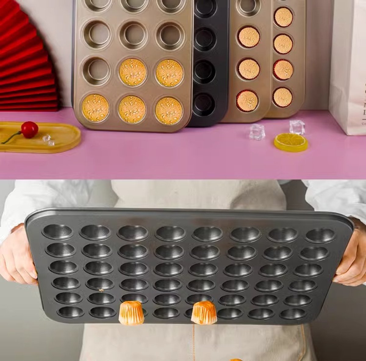 48Zelfs mini-cupcakevormpjes voor gebruik in de oven, mini-cupcakes