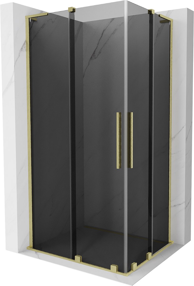 Mexen Velar L Duo schuifbare douchecabine 90 x 80 , grafiet, gepolijst goud - 871-090-080-02-43-55