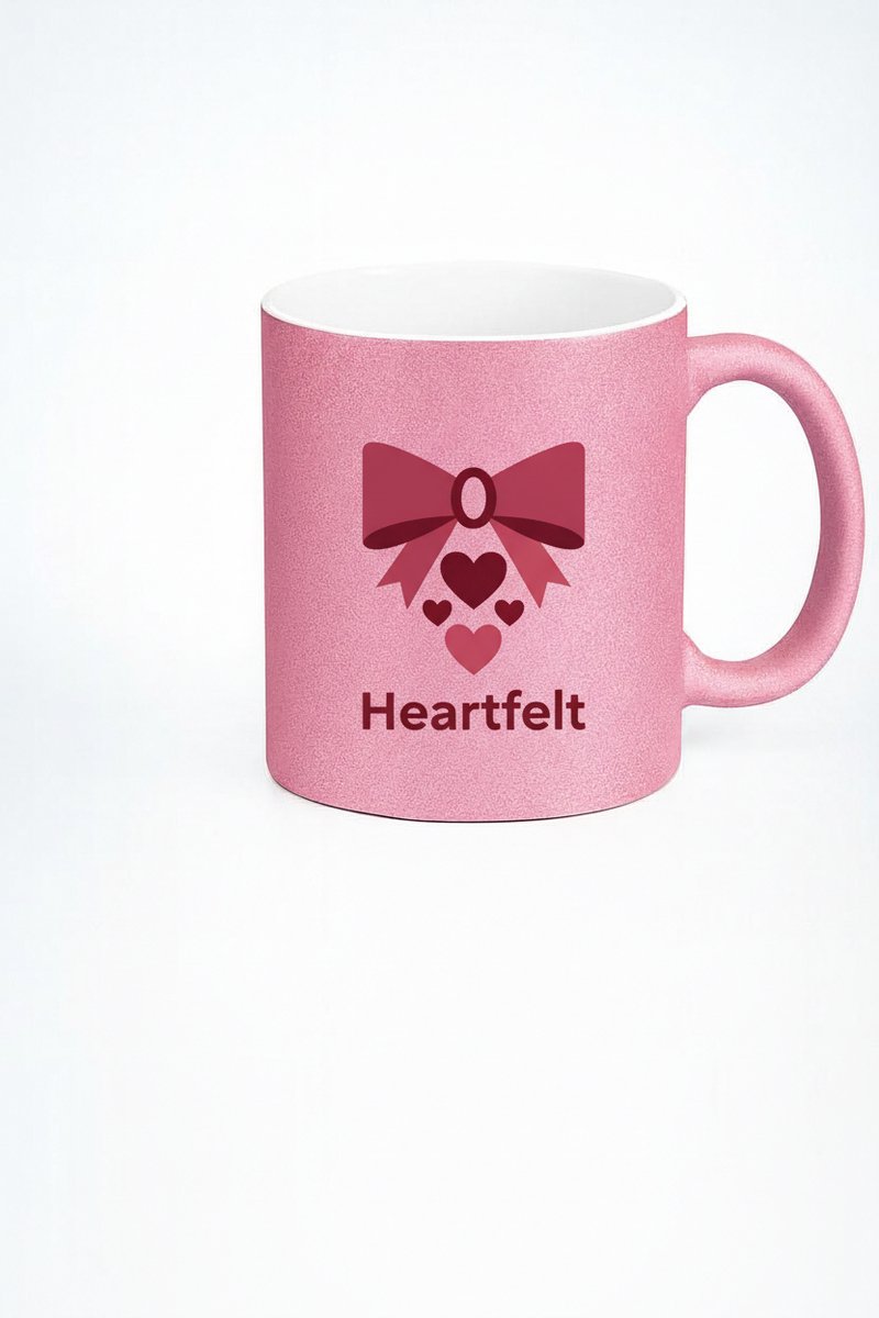 Heartfelt Roze Glitter Mok met Strik en Hartjes - Romantisch Cadeau