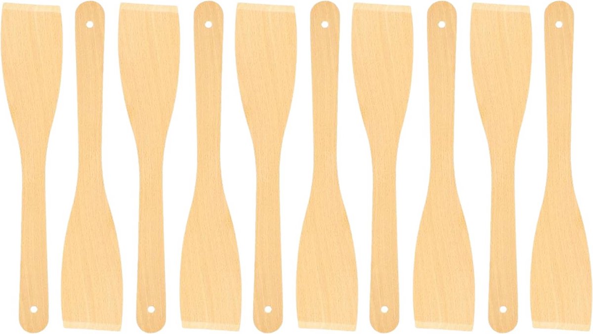 10 Stuks Houten Spatels - 30 cm - Keukengerei van Beukenhout