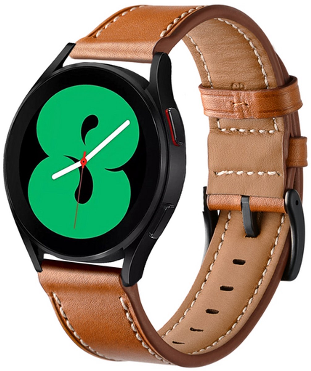 By Qubix - lederen bandje - Bruin - geschikt voor Huawei Watch 5 - 46mm