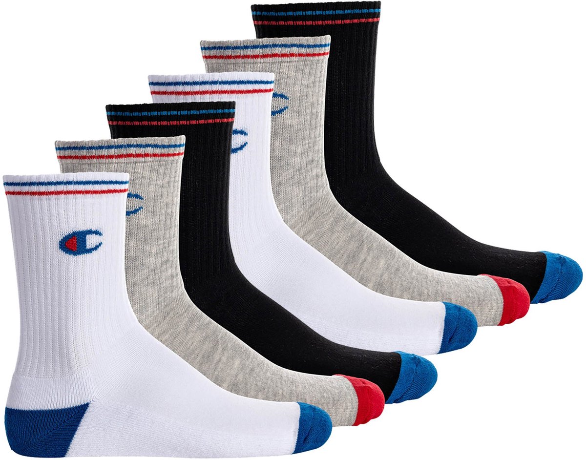 Champion Sokken Set van 6 Schwarz/weis/grau