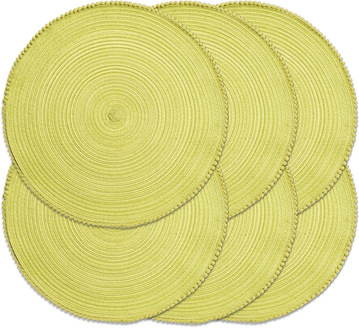 Set van 6 Ronde Gevlochten Placemats 38 cm Natuurlijk Geweven Hittebestendig