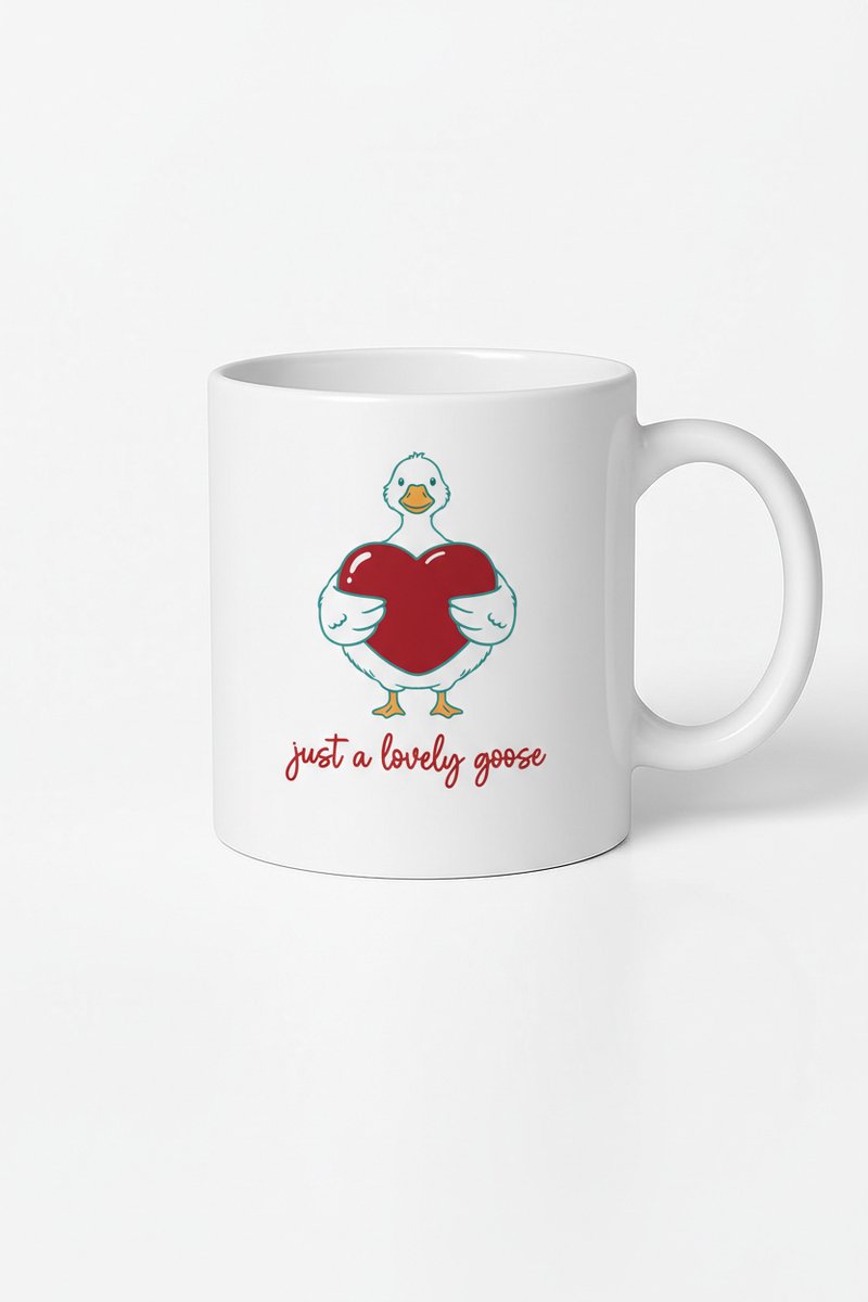 Mok 'Just a Lovely Goose' met Schattige Gans en Hart - Origineel Cadeau