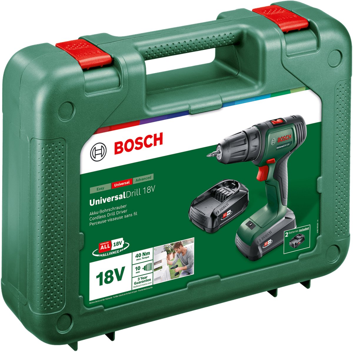 Bosch UniversalDrill 18 Accuschroefboormachine - Met 2x 18 V accu en lader - In koffer thumbnail 3