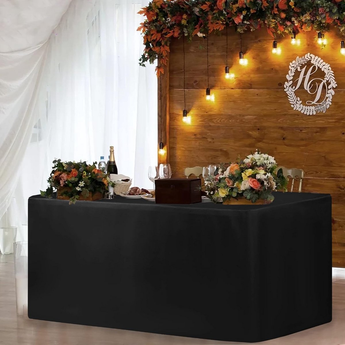 Set van 6 Zwarte Rechthoekige Tafelkleden voor Klaptafels - 112 x 61 cm