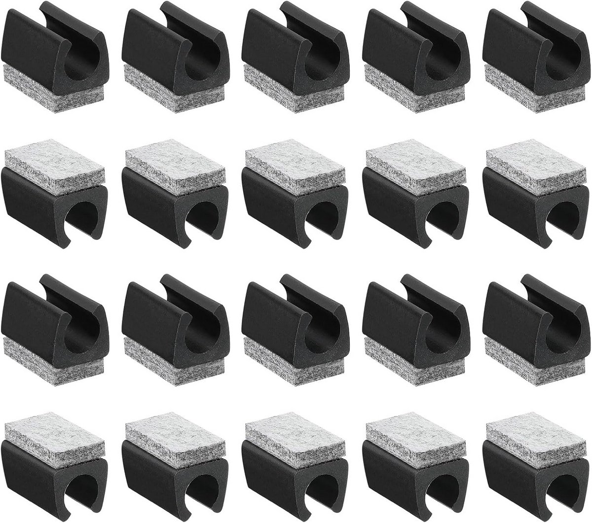 U-Vormige Stoelpootdoppen met Viltglijders voor Metalen Buispoten 14mm - 20 Stuks