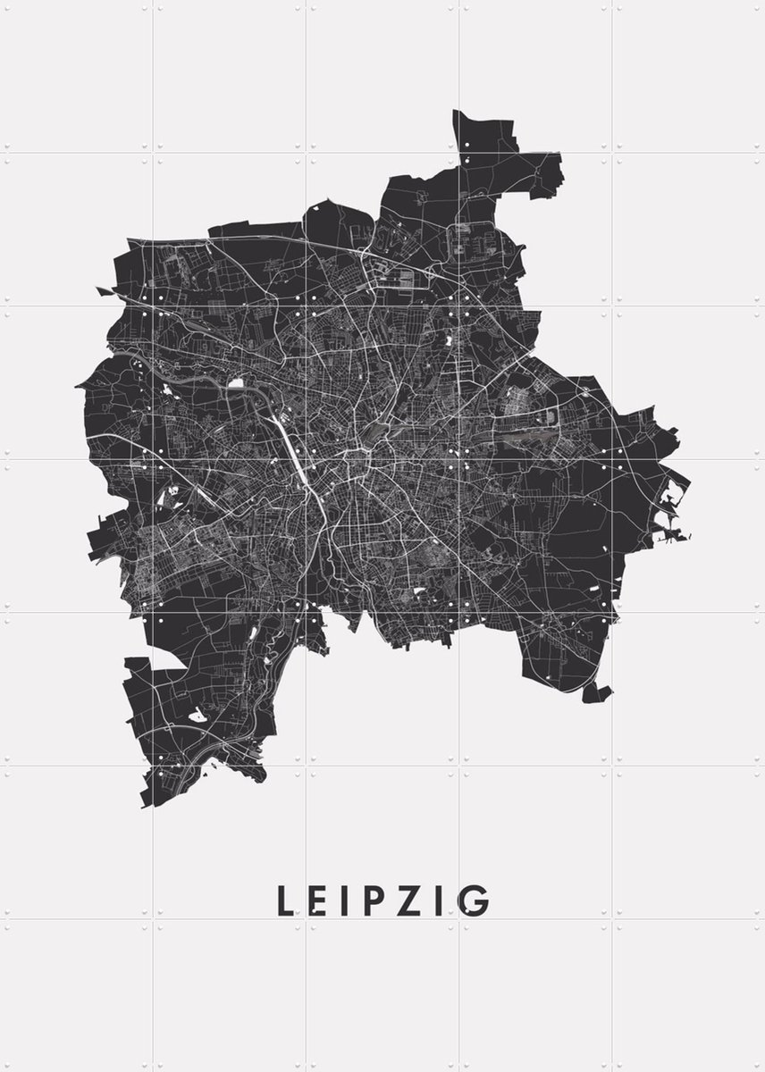 IXXI Leipzig City Map, Kunst in Kaart - 100 x 140 cm - Gratis ophangtool - Grote wanddecoratie en posters - Abstract, Grafisch Ontwerp, Minimalisme