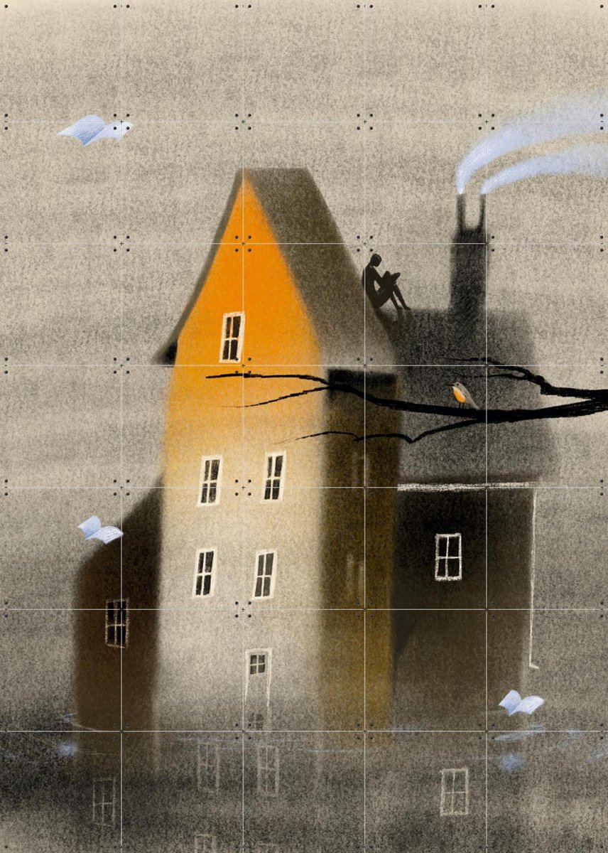 IXXI Robins House, Jeska Verstegen - 100 x 140 cm - Gratis ophangtool - Grote wanddecoratie en posters - Speels, Digitale Kunst, Illustraties