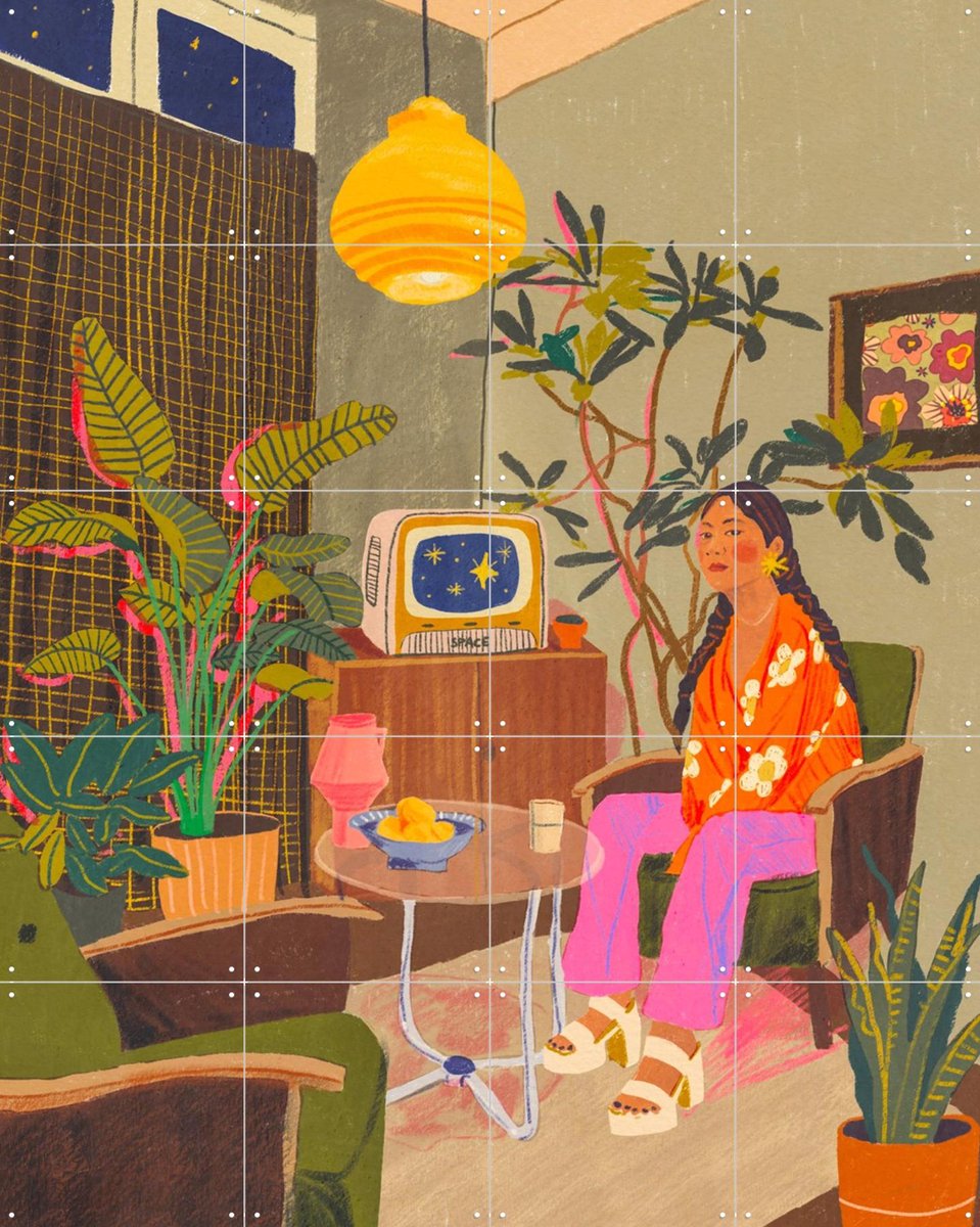 IXXI Your space, Gigi Rosado - 80 x 100 cm - Gratis ophangtool - Grote wanddecoratie en posters - Kleurrijk, Illustraties, Speels, Retro, Woonkamer