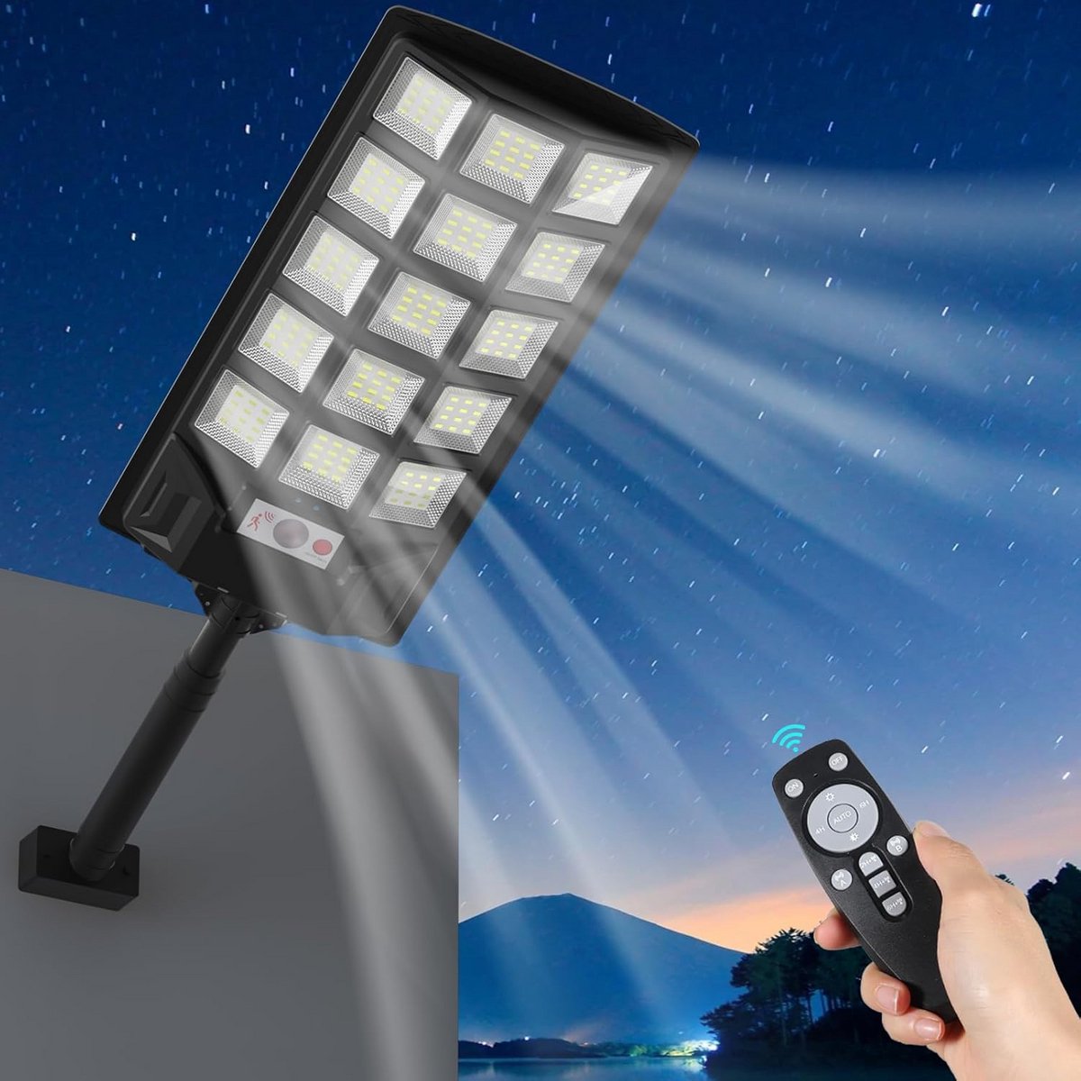 Krachtige LED Buitenlamp op Zonne-energie met Bewegingssensor - 600W, 200.000 Lumen - IP65 Waterdicht voor Tuin en Oprit