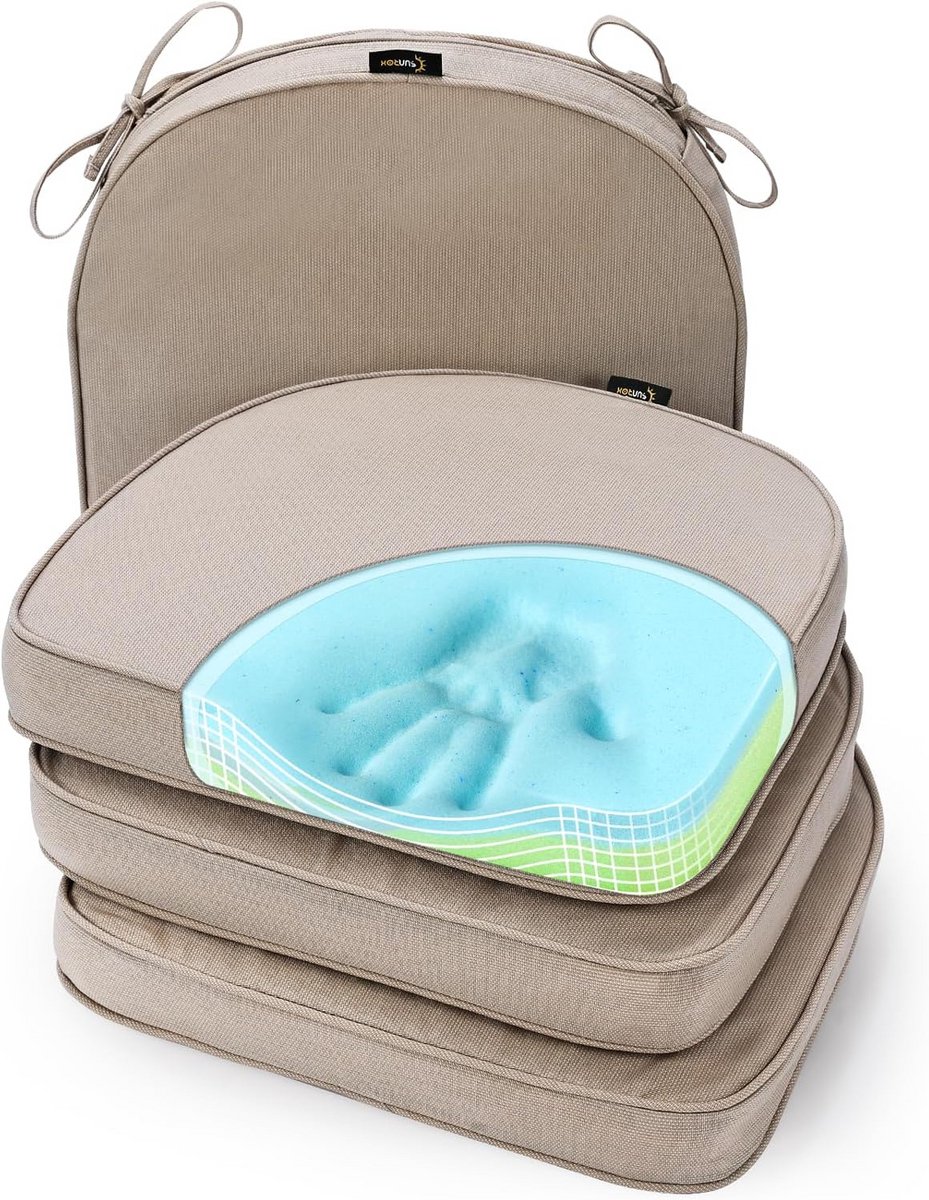 Set van 4 Comfortabele Gel Memory Foam Stoelkussens - Waterbestendig & Duurzaam