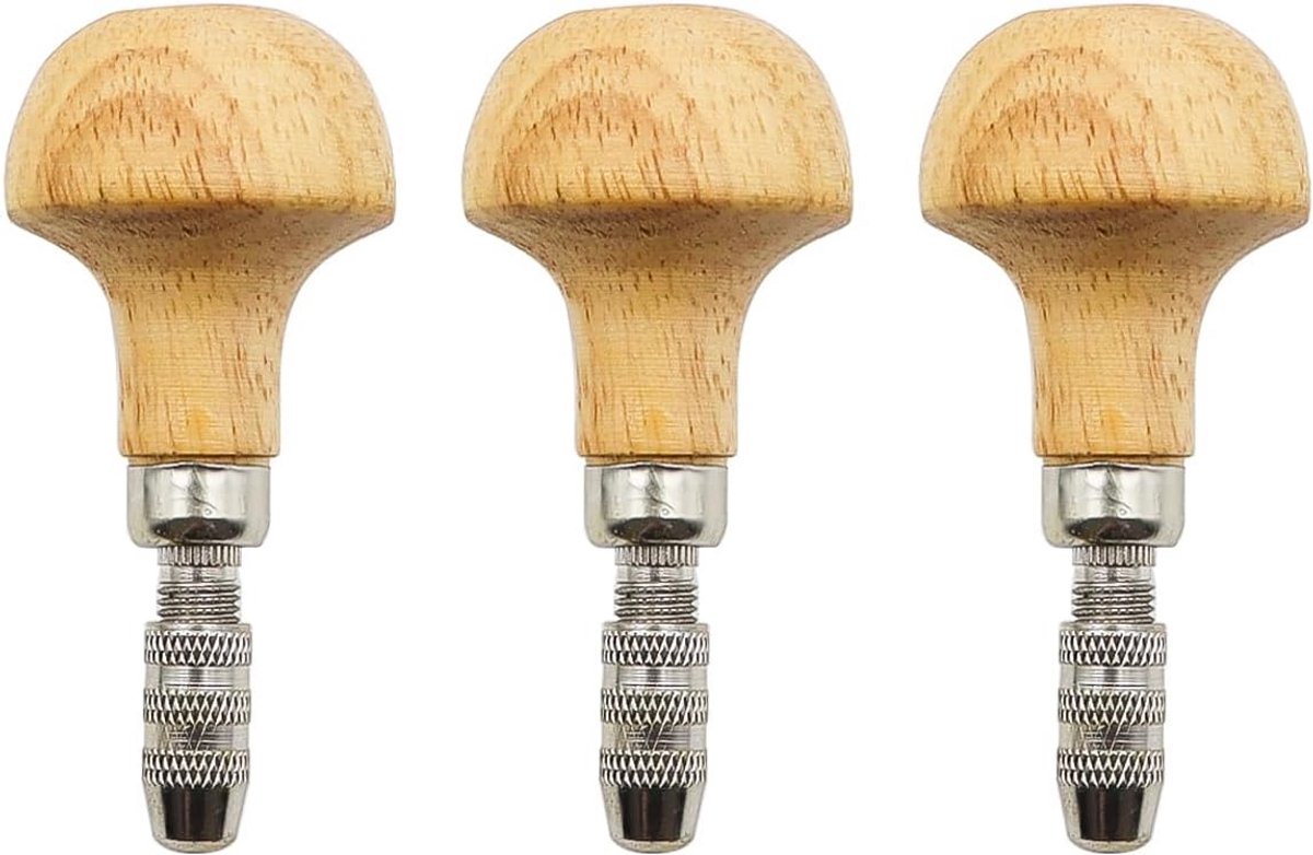Set van 3 Handboortjes met Houten Handvat voor Precisieboorwerk