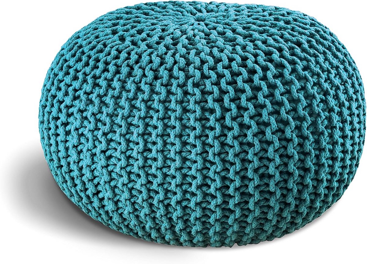 Handgemaakte Gebreide Zitpoef of Kruk Ø 45 of 55 cm – Decoratief Vloerkussen voor Woonkamer