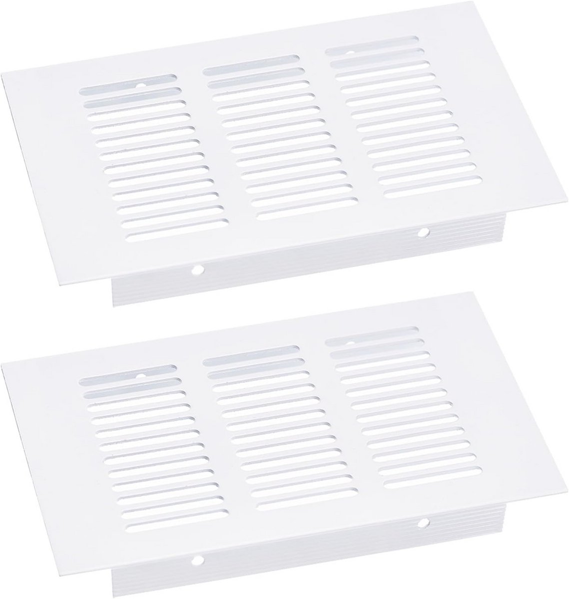 Set van 2 Aluminium Ventilatieopening Afdekkingen Rechthoekig Wit