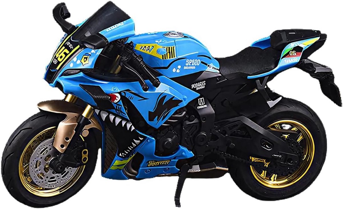 Diecast Schaalmodel Motorfiets 1 op 10 - Gedetailleerd Zilveren Model als Cadeau