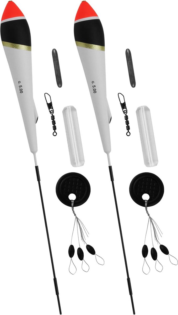Sleeppose Set (2 of 4) voor Forelvissen met Snoerstoppers en Carbonstaaf - 5 Gram Drijfvermogen