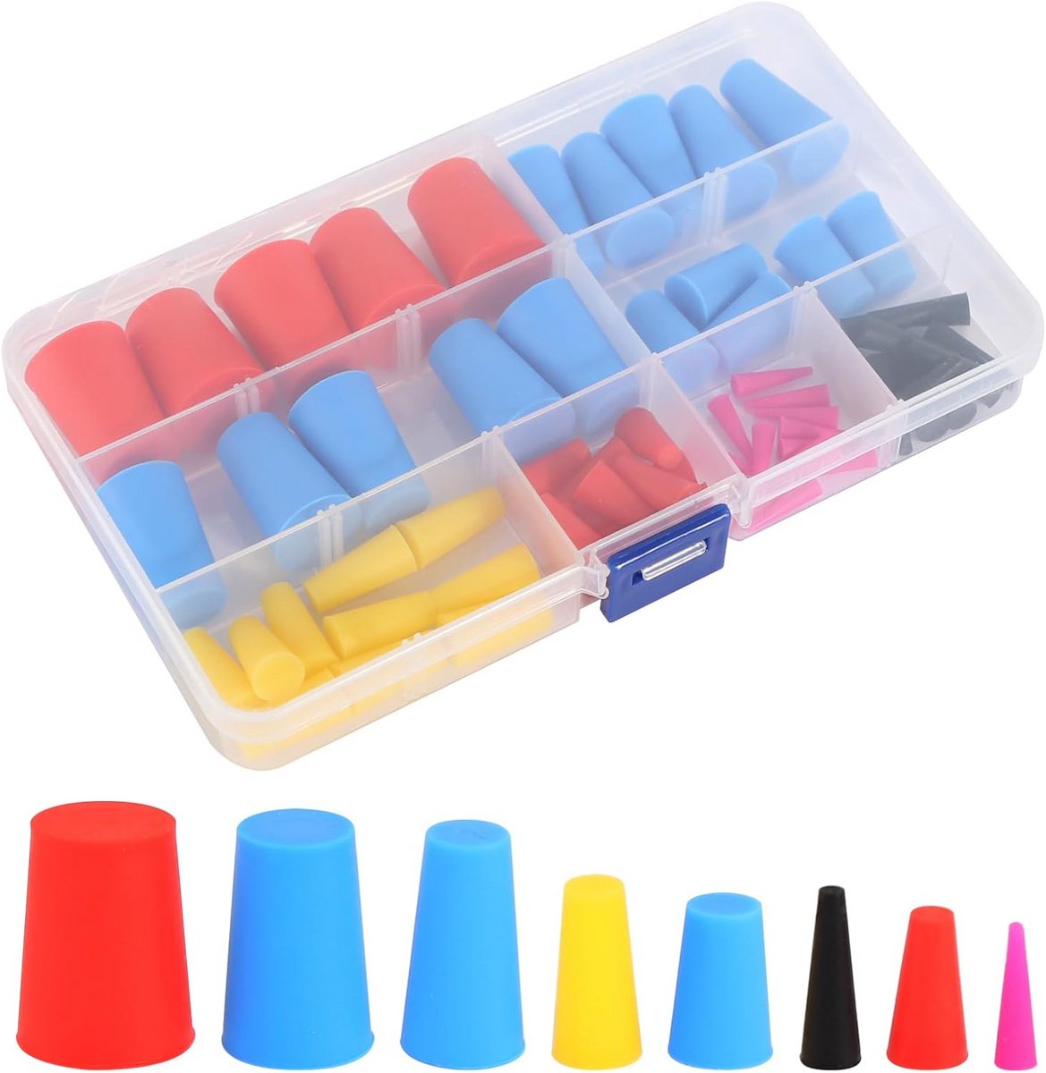 Assortiment Siliconen Rubber Stoppen - 60 Stuks Kegelvormige Assortiment voor Coaten en Afdichten