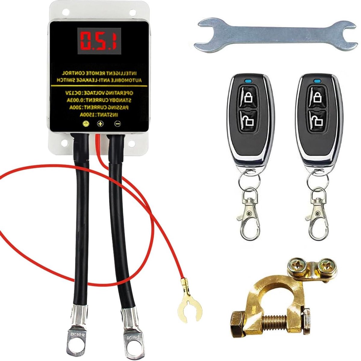 Accusnijder met led-indicator en afstandsbediening voor auto, camper, boot - 12V 200A.