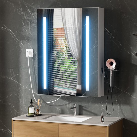 Spiegelkast Met Verlichting Modulo 80x70cm Mat Wit K99 0800 59009 05