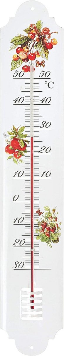 Metalen Buiten Thermometer 50 cm met Decoratieve Fruit Uitstraling
