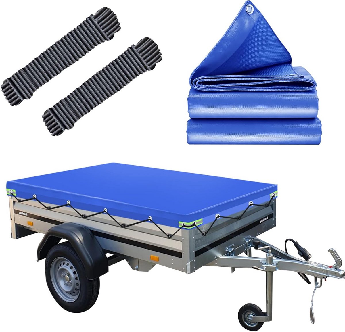 Waterdicht Plat Dekzeil Aanhangwagen 212 x 123 cm met Touw - Sterk en Scheurbestendig Zeil