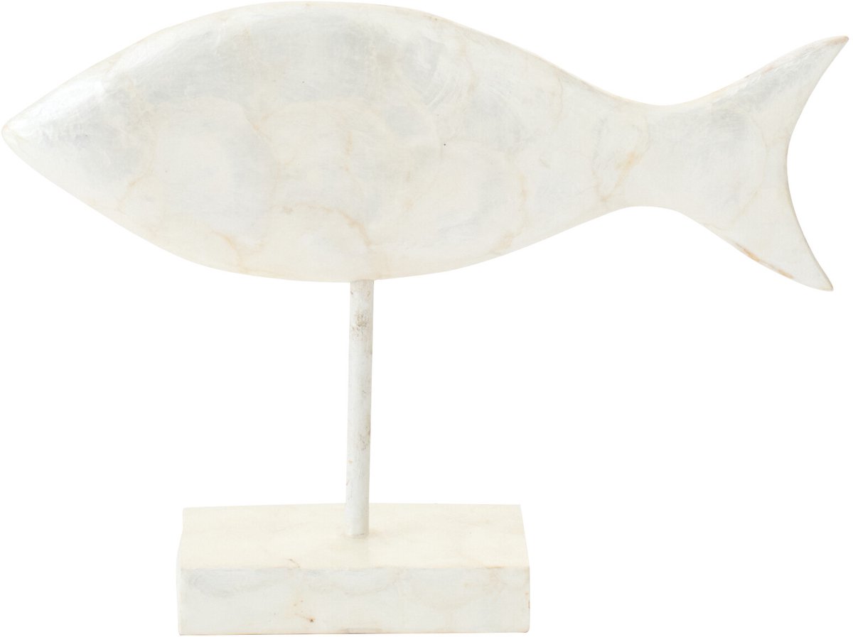 J-Line decoratie Vis - polyresin - albasiahout/wit - small
