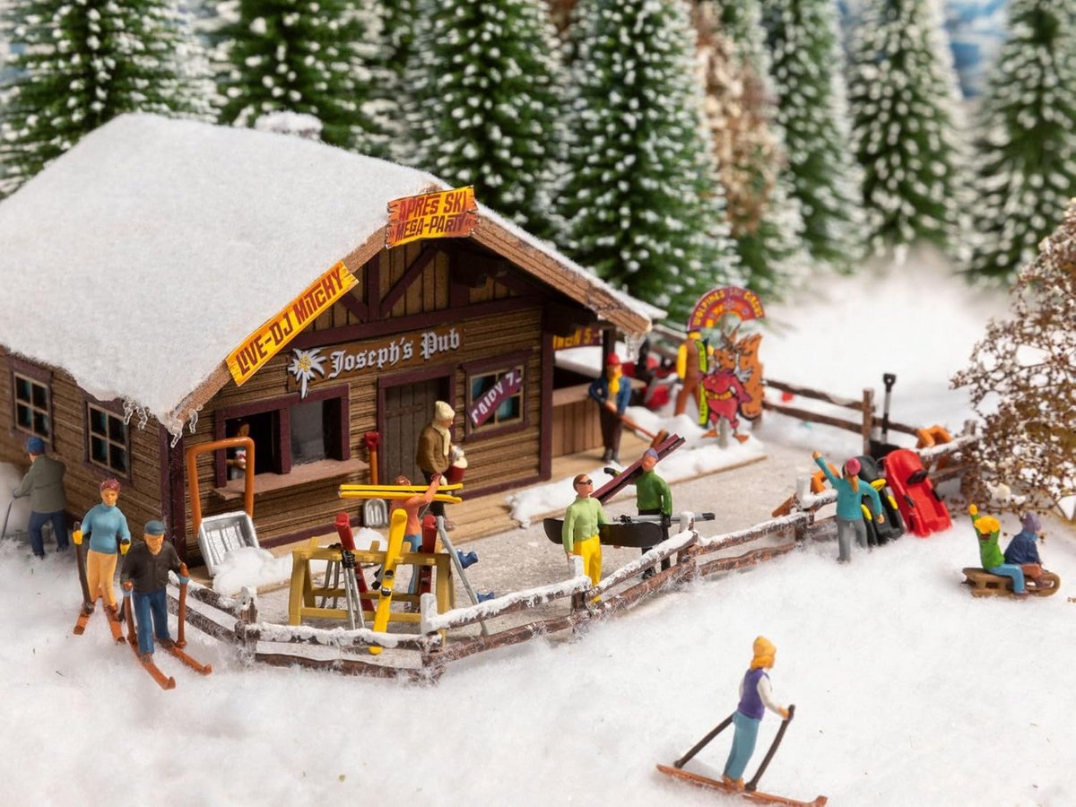 Modelspoor Winterscène Figuren Set met Sneeuwpret
