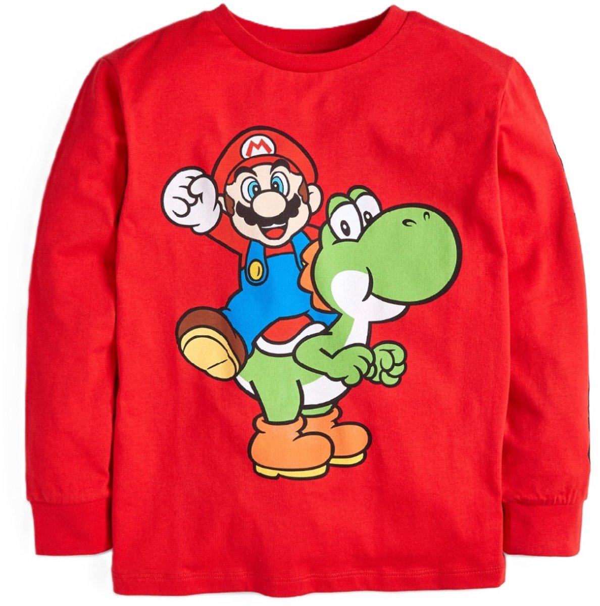 Super Mario T-shirt - Longsleeve - Rood. Maat 128/134 cm - 8/9 jaar.