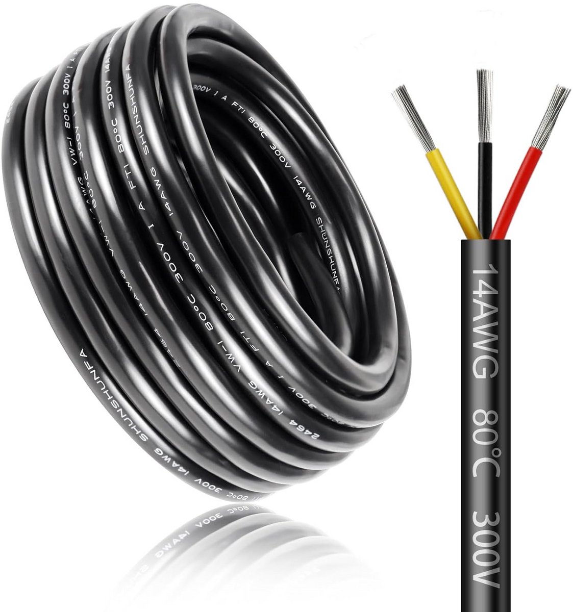 30 Meter 3-aderige Elektrische Kabel 14 AWG Stroomkabel Flexibel Vertind Koper