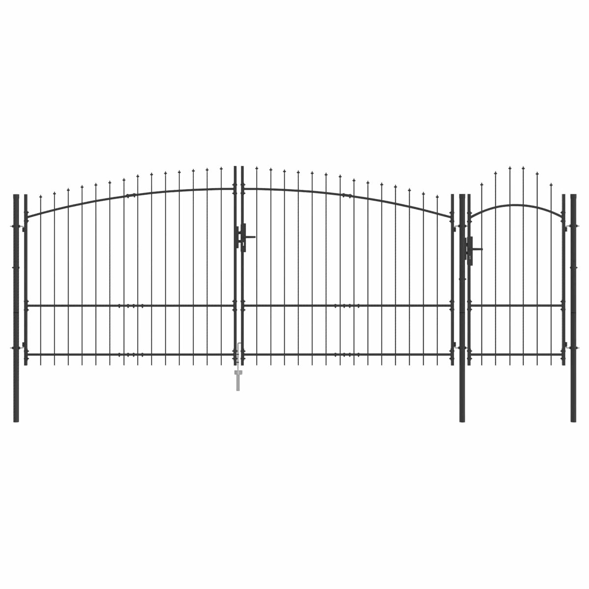 vidaXL - Tuinpoort - met - slot - Woerden - Grijs - 100 - x - 400 - cm - Staal