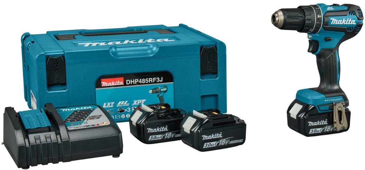 Makita DHP485RF3J Accu klop-/schroefboormachine 18V 3x 3.0Ah in Mbox