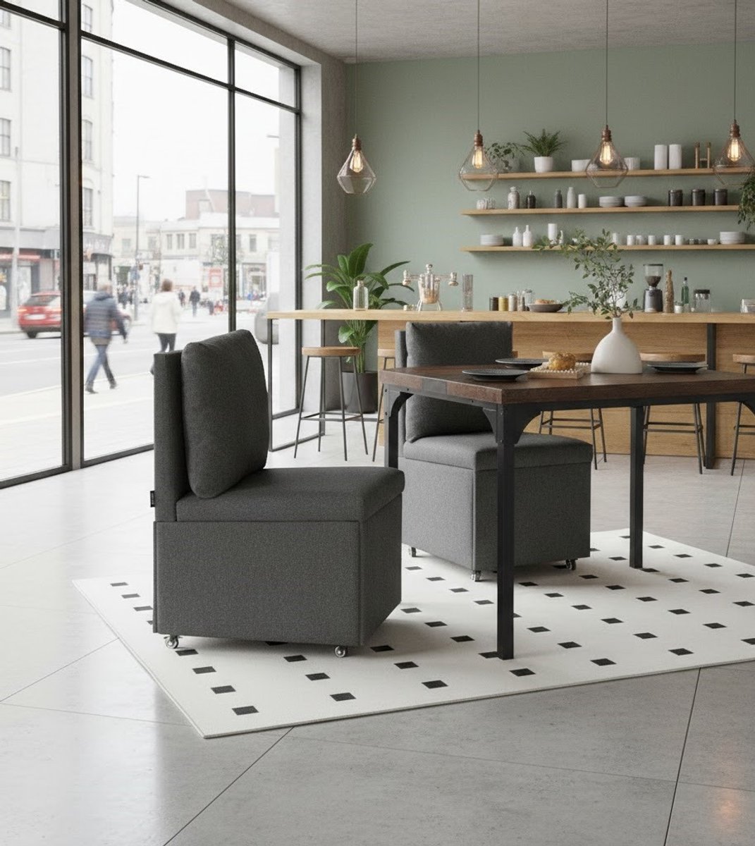 Serena Luxe Eetkamerstoelen met Wieltjes en Opbergruimte – Set van 2 – Gestoffeerd Linnen – Modern & Compact Design Merk: Casa Serena – Afmetingen op aanvraag – Casa Dorada