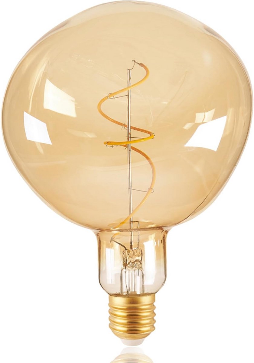 Extra Grote LED Decoratielamp 6W E27 Dimbaar Warm Wit Licht 2700K Barnsteen Glas Diameter 15 cm